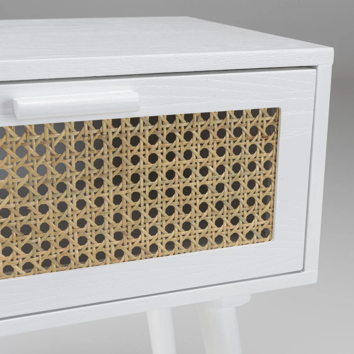 MACABANE Chevet Blanc 1 Tiroir Cannage Naturel SANDRO – Image 3
