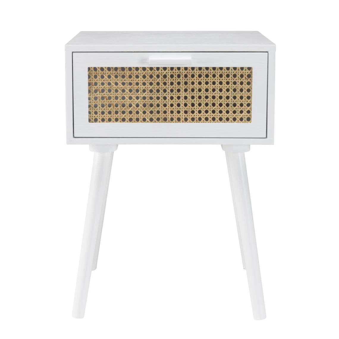 MACABANE Chevet Blanc 1 Tiroir Cannage Naturel SANDRO – Image 5