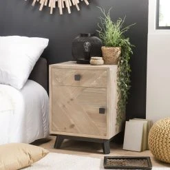 MACABANE Chevet MANDY Scandi 1 Tiroir 1 Porte