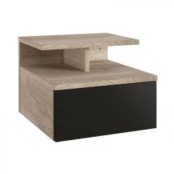 BUT Chevet Suspendu Avec Tiroir LANASH Noir Et Imitation Chêne