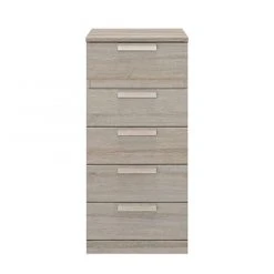 CALICOSY Chiffonnier 5 Tiroirs 48 Cm Décor Chêne Grisé - HEVA