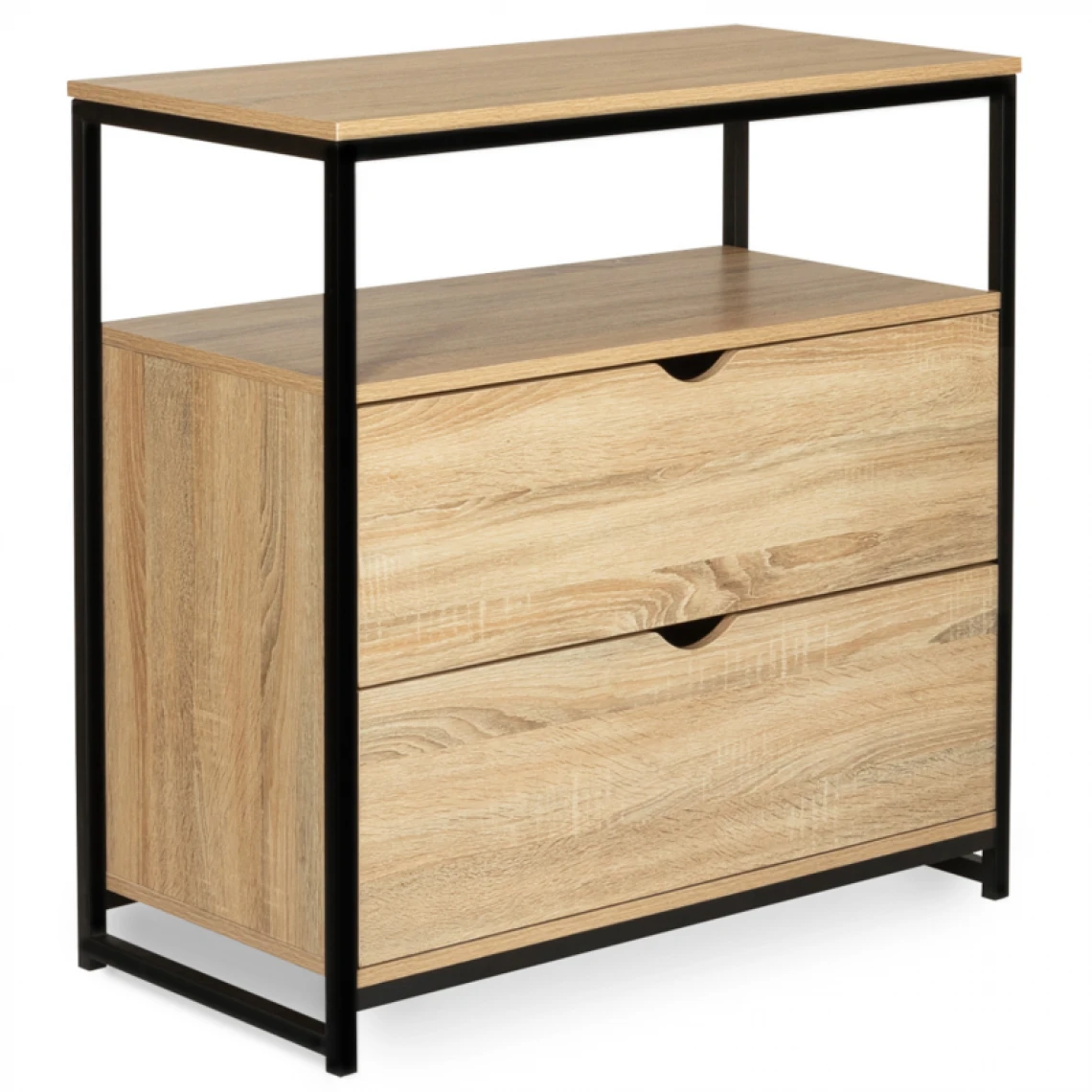 Idmarket Commode 2 Tiroirs DETROIT Design Industriel Avec étagère – Image 2