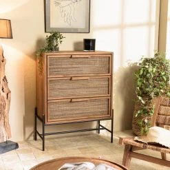 MACABANE Commode 3 Tiroirs En Bois De Teck Recyclé