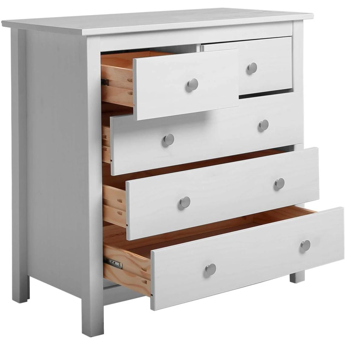 VS VENTA-STOCK Commode 5 Tiroirs Berna Dans Les Tiroirs Blanc, 79 Cm Longueur – Image 2