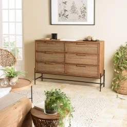 MACABANE Commode 6 Tiroirs En Bois De Teck Recyclé