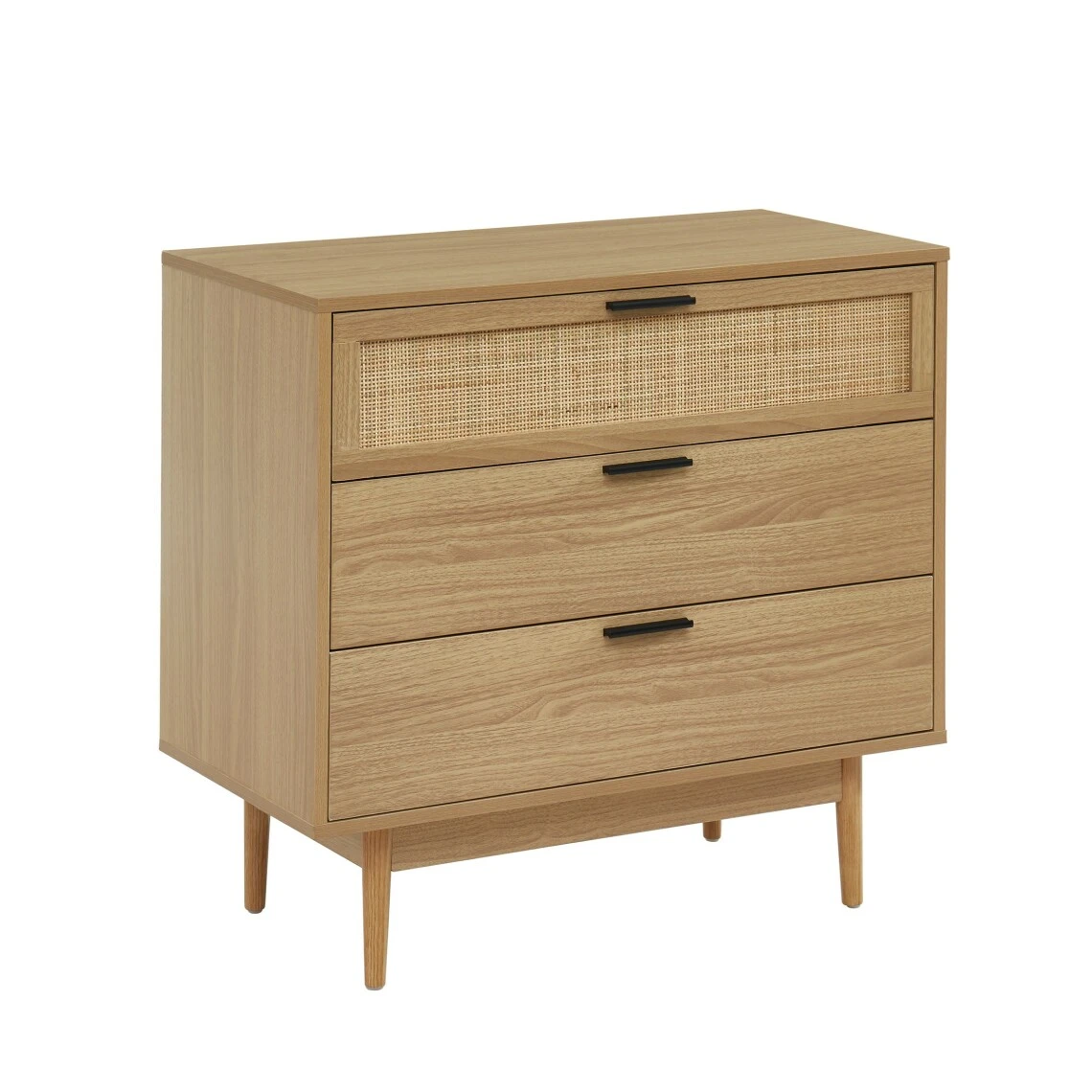 Baita Commode AMANA Cannage Et Décor Bois 3 Tiroirs - L80cm – Image 2