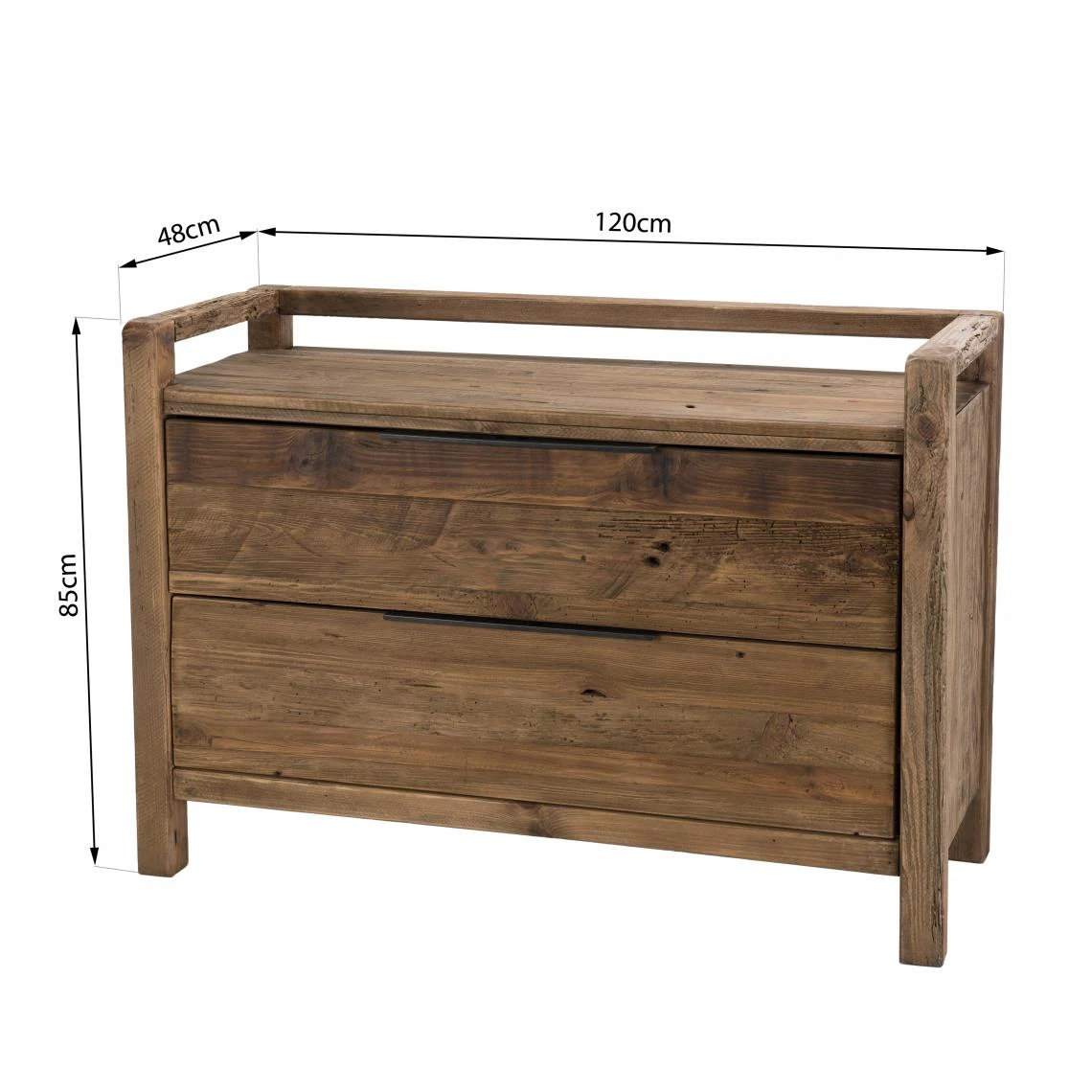 MACABANE Commode ANDRIAN 2 Tiroirs Bois Pin Recyclé – Image 12