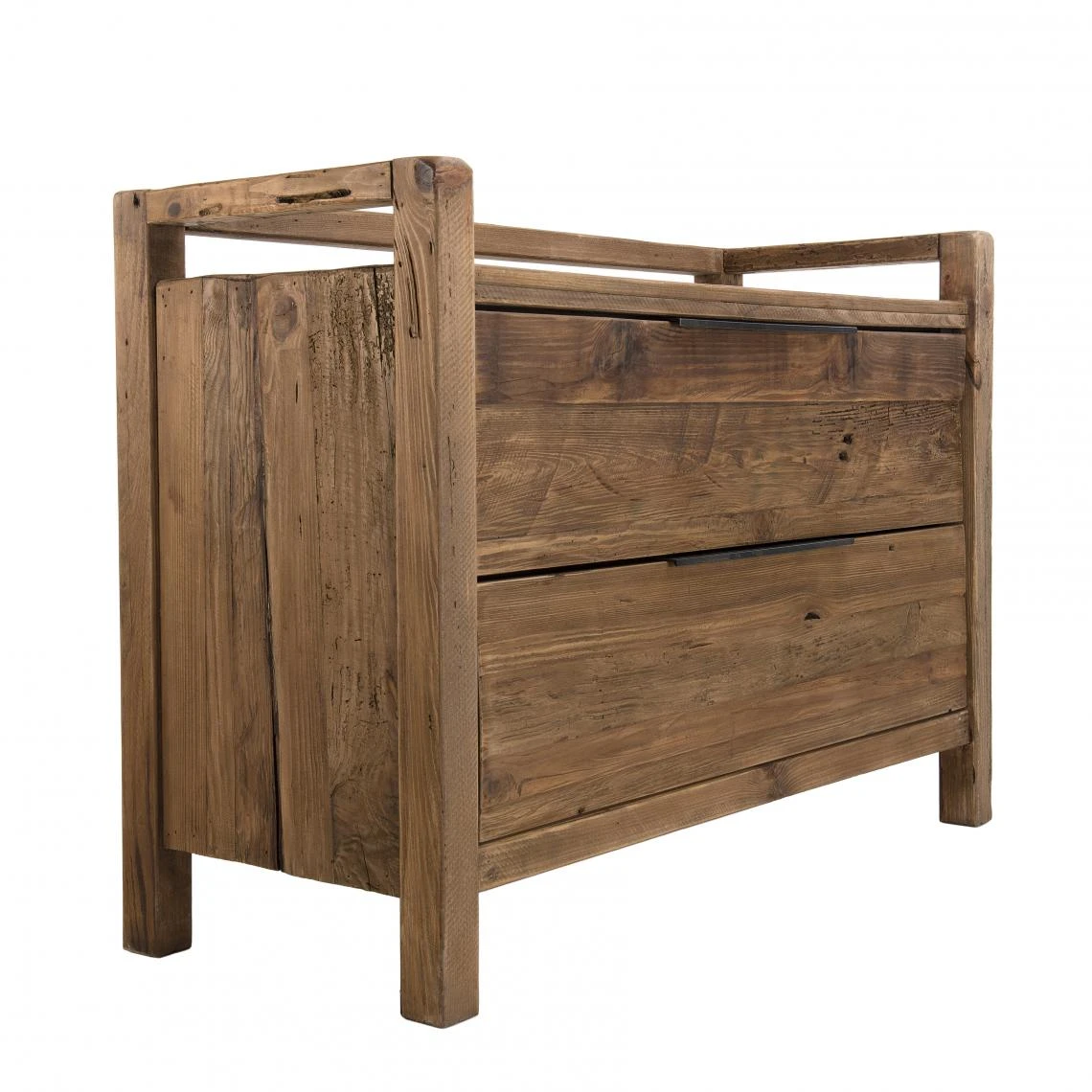 MACABANE Commode ANDRIAN 2 Tiroirs Bois Pin Recyclé – Image 4