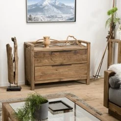 MACABANE Commode ANDRIAN 2 Tiroirs Bois Pin Recyclé