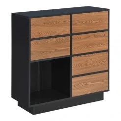 Commode Krokom 88 X 80 X 30 Cm Noir Effet Bois Foncé [en.casa]