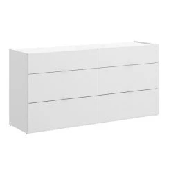 Pegane Commode Meuble De Rangement 6 Tiroirs coloris Blanc - Longueur 120 ...