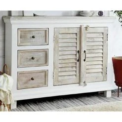 Pegane Commode Meuble De Rangement En Bois Coloris Naturel - Longueur 122 X H...