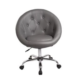 Decoshop26 Fauteuil Ă Roulette Cuir PU Tabouret Chaise De Bureau Gris BUR09032