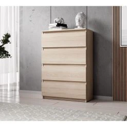 Furnix Commode / Meuble De Rangement ARENAL Avec 4 Tiroirs 70 X 37 X 9...