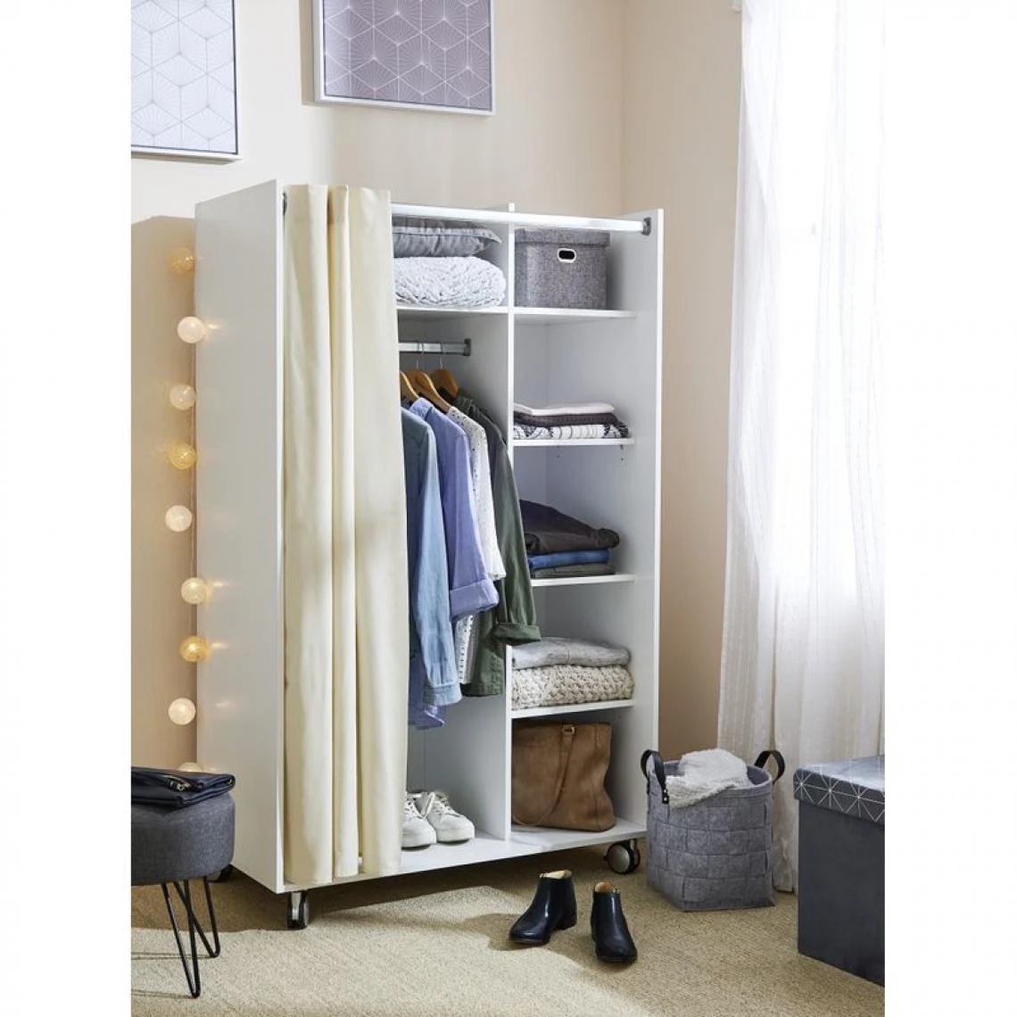 BUT Kit Dressing Avec Rideau L.100 Cm MOVE Blanc – Image 2