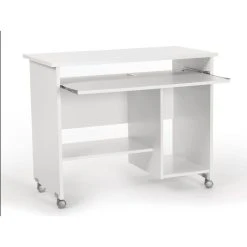 Germania Bureau Informatique En Bois Blanc à Roulettes WATCH