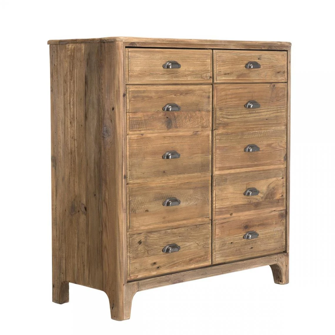 MACABANE Meuble ANDRIAN 2 Tiroirs 2 Portes Avec Deco Faux Tiroirs Bois Pin Recy... – Image 7