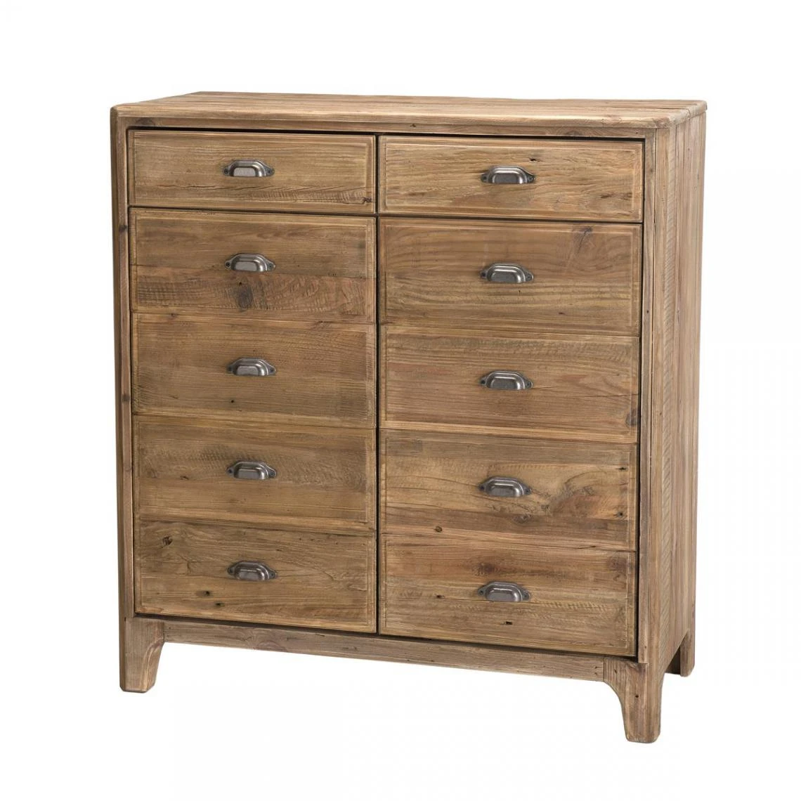 MACABANE Meuble ANDRIAN 2 Tiroirs 2 Portes Avec Deco Faux Tiroirs Bois Pin Recy... – Image 9