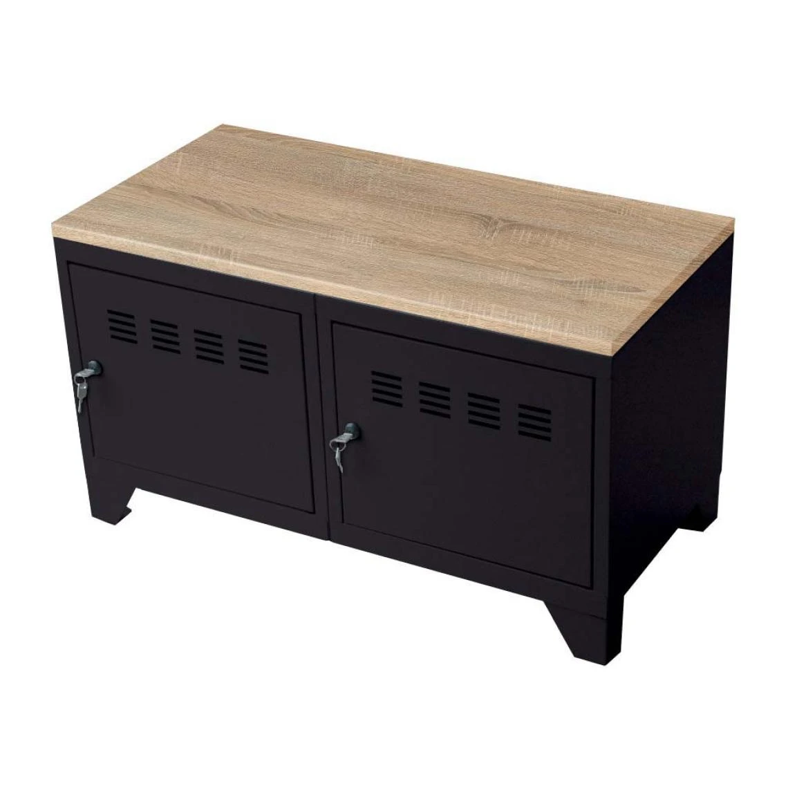 PIERRE HENRY Meuble Bas Industriel Métal Noir Mat. – Image 2