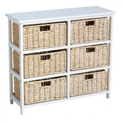 Zandiara Meuble D'appoint 6 Tiroirs NATURA KD 2 Blanc