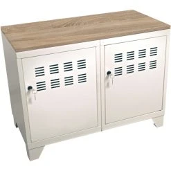 PIERRE HENRY Meuble Rangement Métallique 2 Portes Blanc Mat.