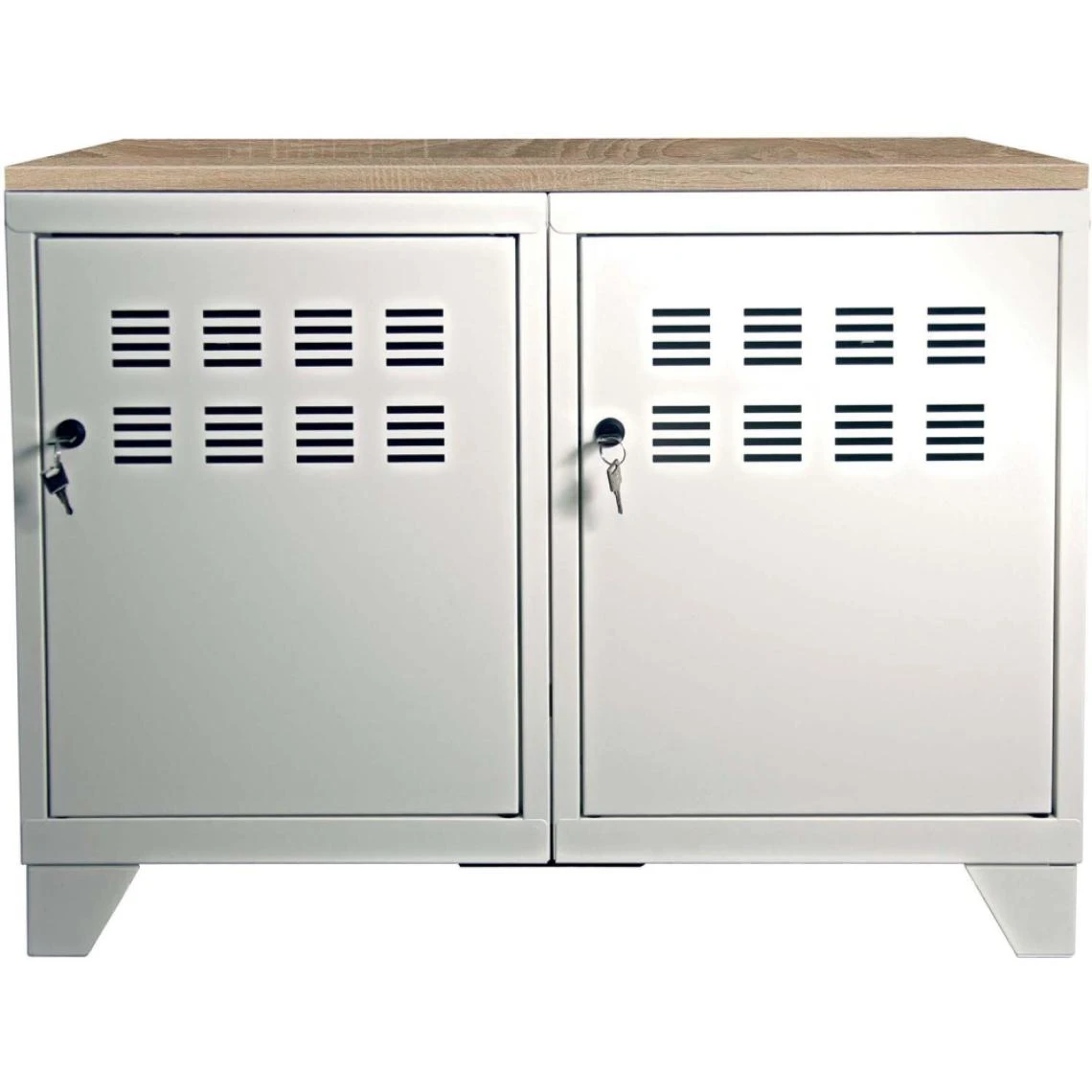 PIERRE HENRY Meuble Rangement Métallique 2 Portes Blanc Mat. – Image 3