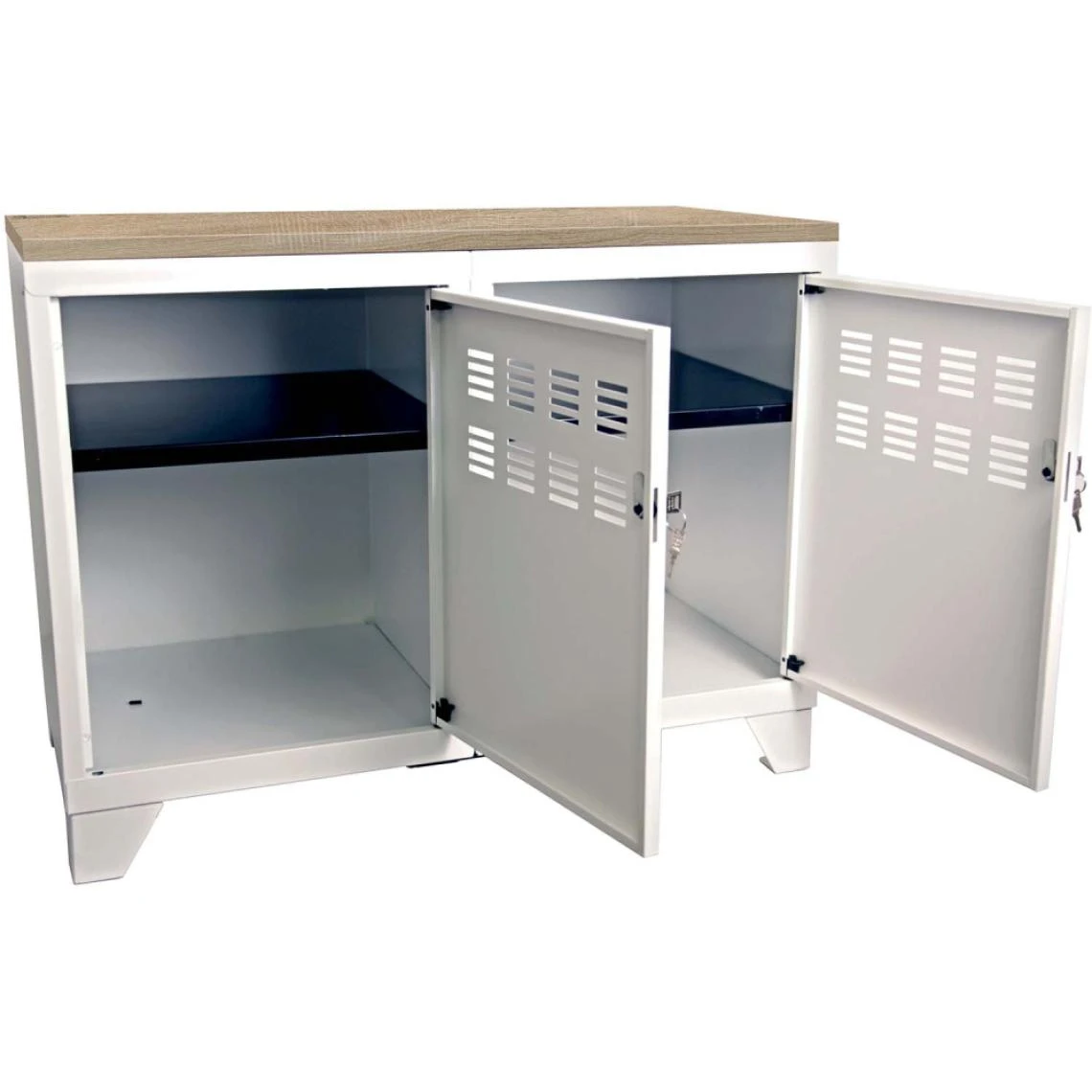 PIERRE HENRY Meuble Rangement Métallique 2 Portes Blanc Mat. – Image 4