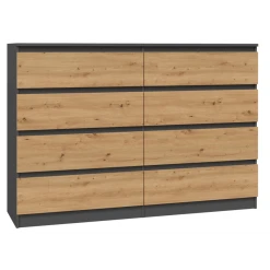 Hucoco MILAN - Commode De Chambre 8 Tiroirs - 138x97x40cm - Meuble De Rangeme...