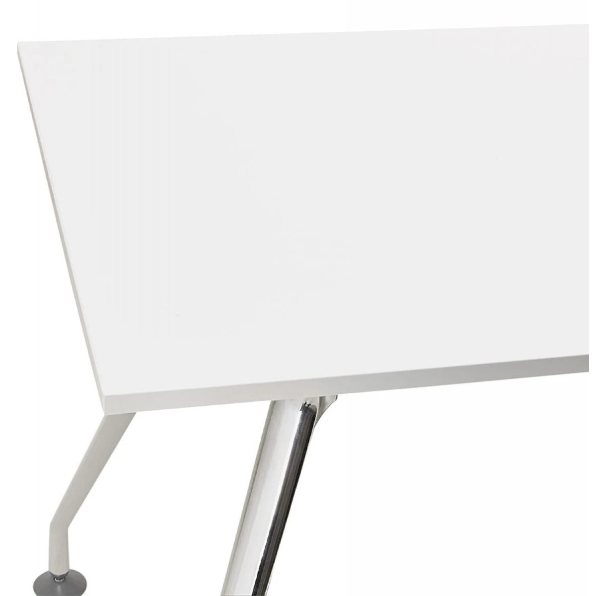 Alterego Bureau Droit Moderne 'STATION' Avec Plateau En Bois Blanc - 160x80 Cm – Image 5
