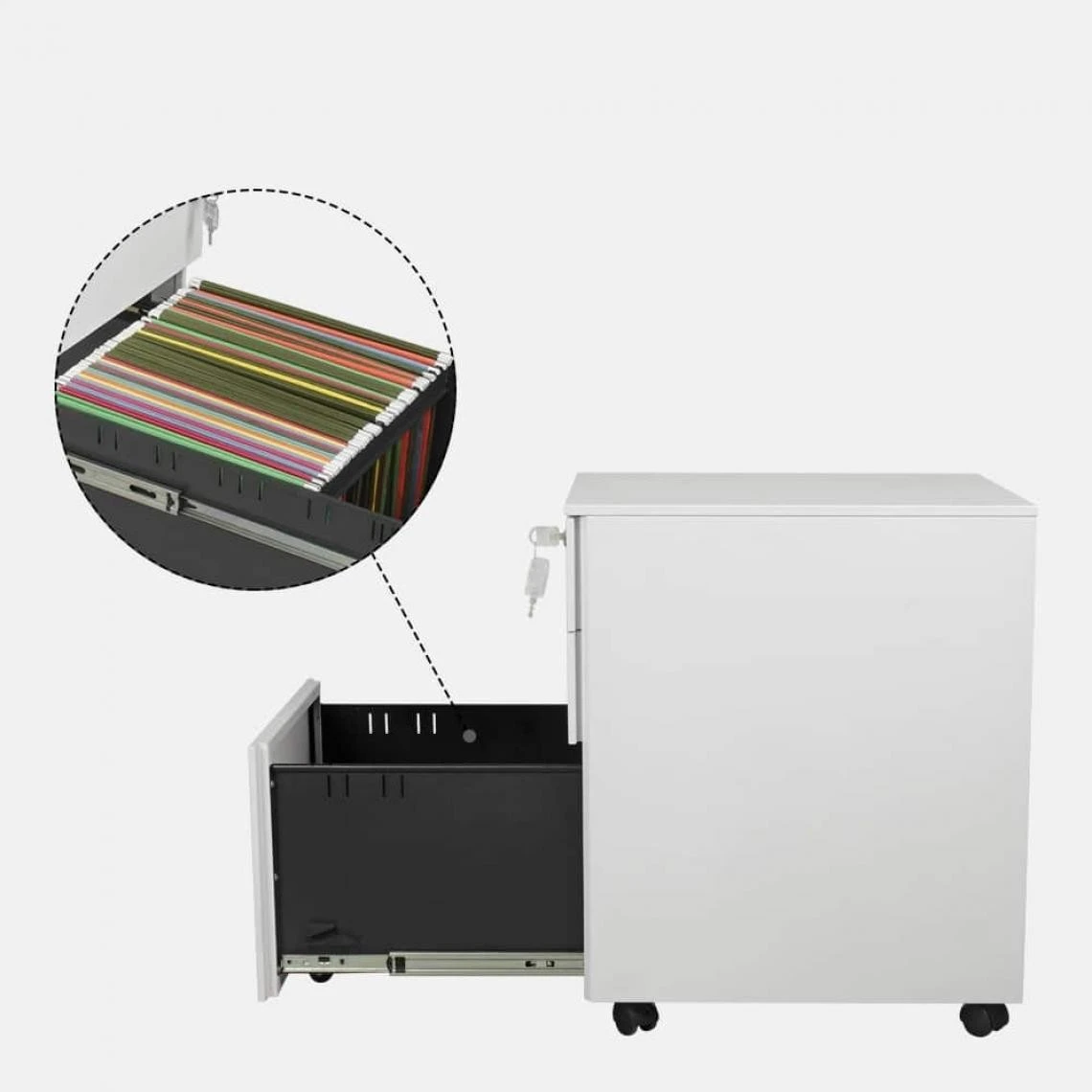 Bcelec PCP390-1W Caisson Mobile à Tiroirs En Acier Armoire De Bureau Chariot... – Image 4