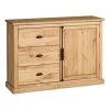 Zandiara Rangement 1 Porte 3 Tiroirs EDISON Pin Massif
