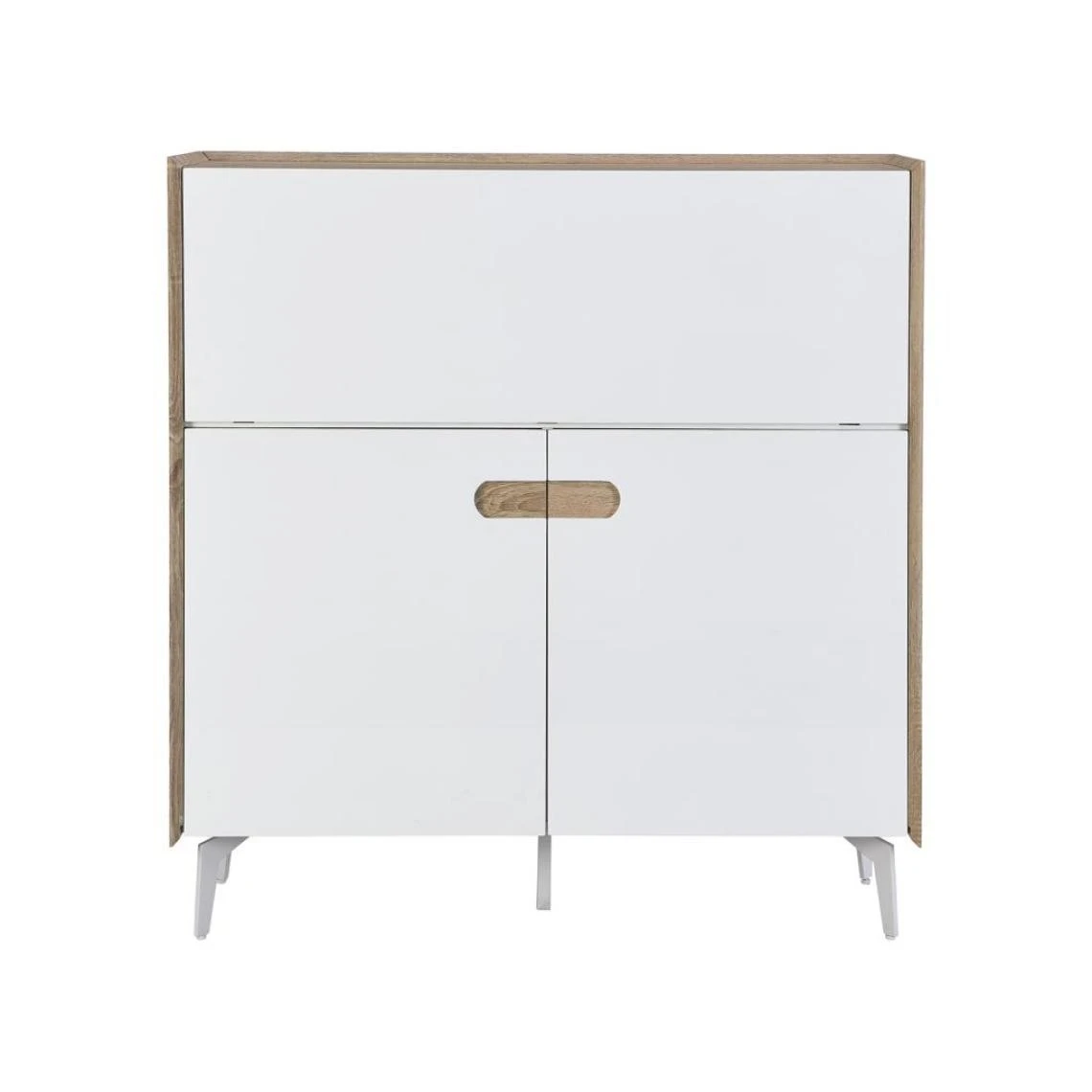 Vente-unique Secrétaire Avec 3 Portes - MDF Et Métal - Coloris : Naturel Et Blanc... – Image 5