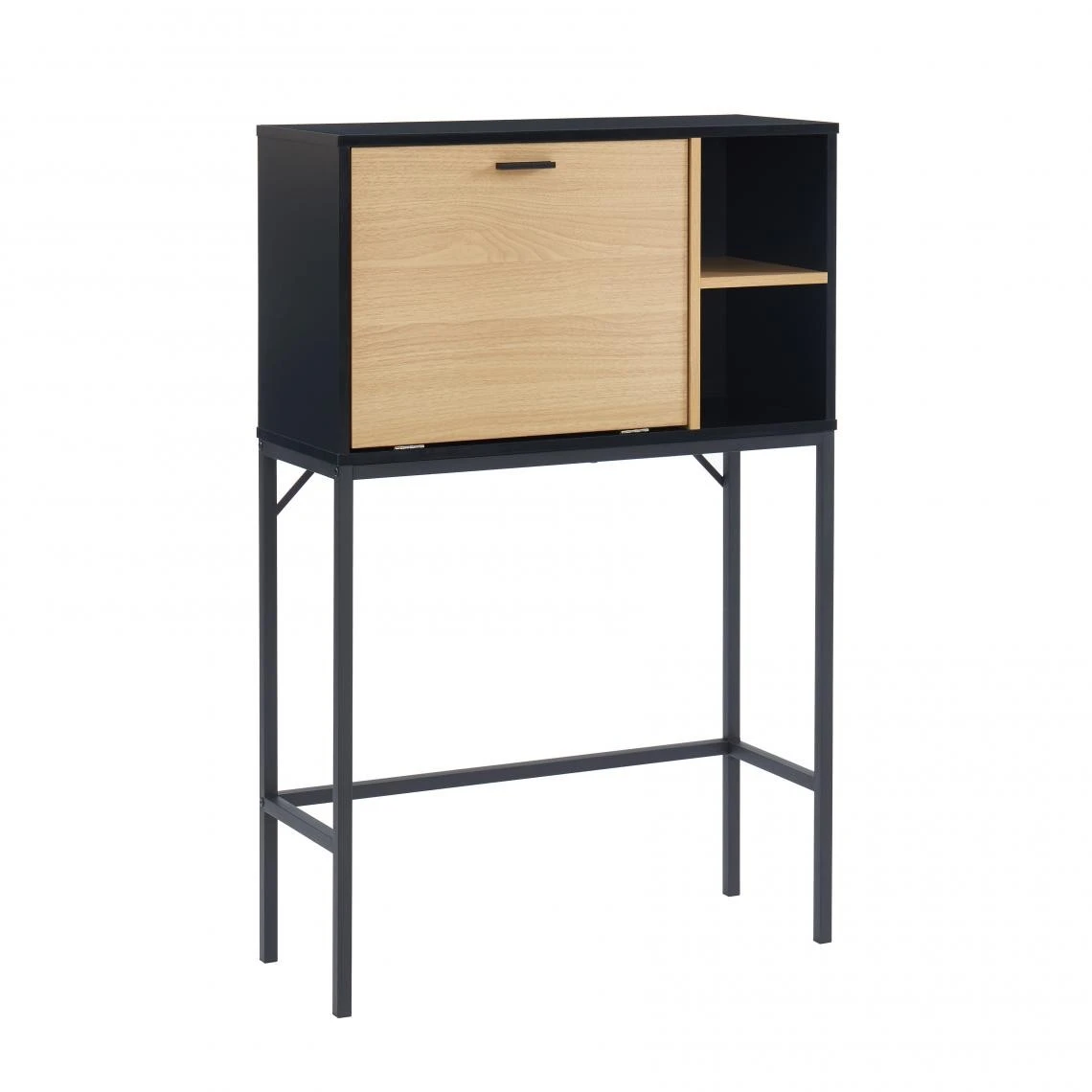Baita Secrétaire SMART Bois Et Noir 1 Porte Et 2 Niches - L90cm