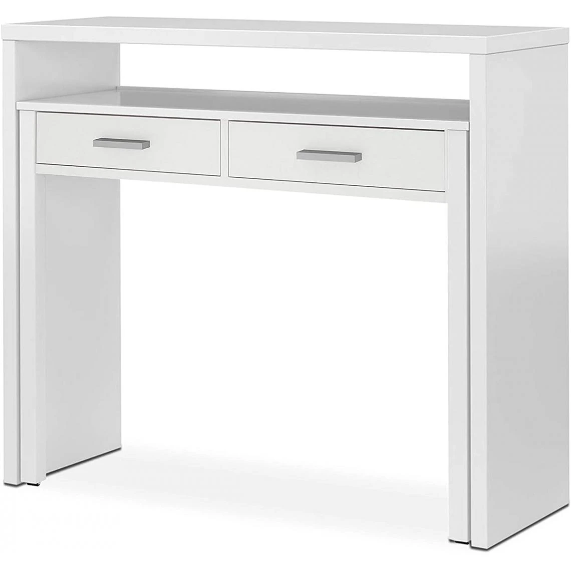 Pegane Table Console Extensible Convertible En Bureau Coloris Blanc Artik - L...