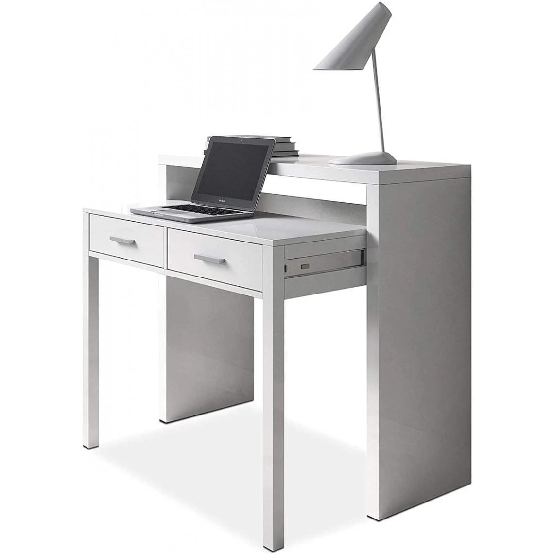 Pegane Table Console Extensible Convertible En Bureau Coloris Blanc Artik - L... – Image 3