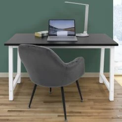 ML Design Modern Living Table De Bureau D'ordinateur Informatique En MDF Métal 120x60 Cm Noir...