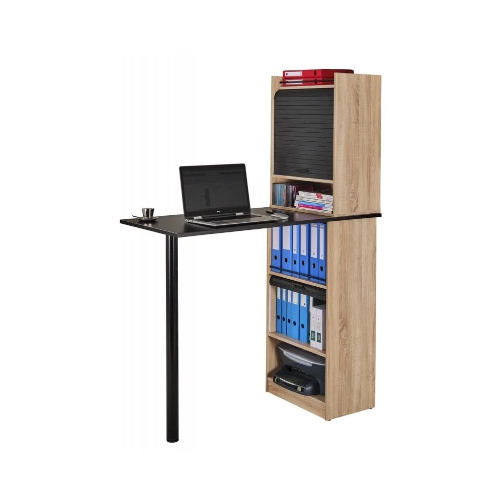 Simmob Bureau Haut Et Rangements ChĂȘne Noir â Image 2