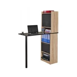 Simmob Bureau Haut Et Rangements Chêne Noir