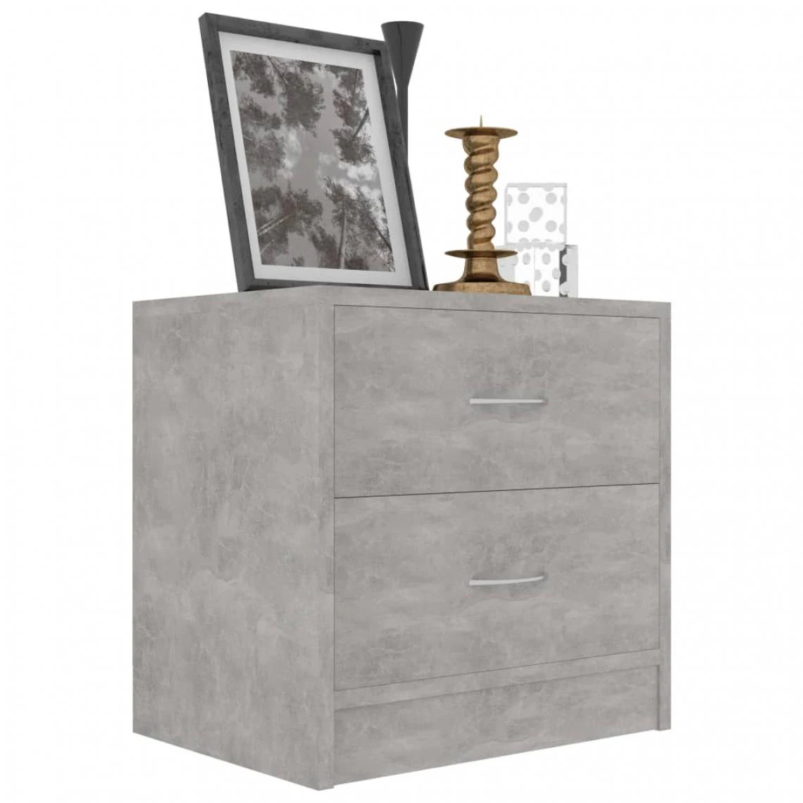 Chunhelife Table De Chevet Gris Béton 40 X 30 X 40 Cm Aggloméré – Image 3