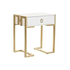 Table De Nuit DKD Home Decor Doré Métal Blanc Bois MDF (48 X 35 X 56...