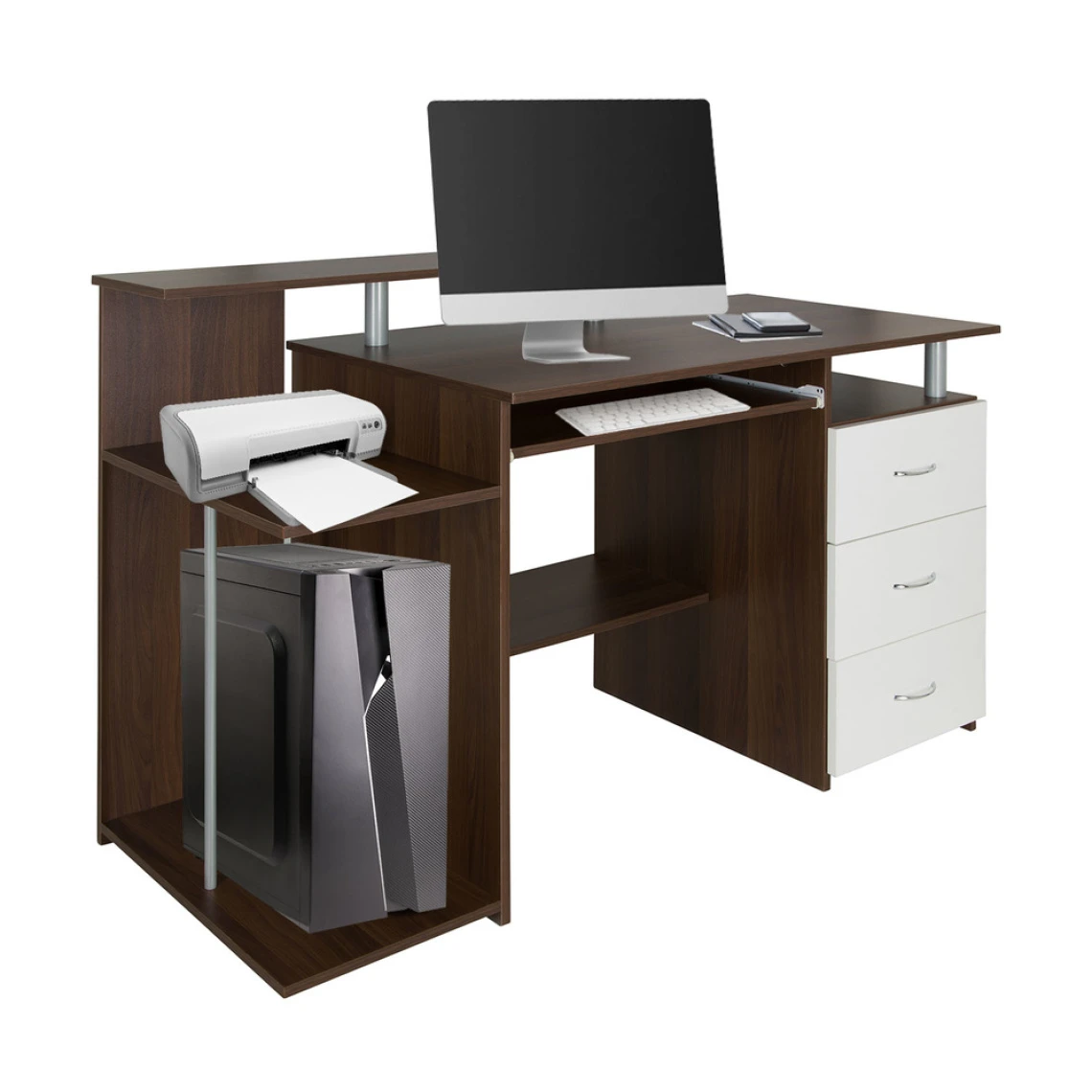 Hjh OFFICE Table D'ordinateur / Bureau WORKSPACE H IV 137 X 60 Cm Avec Caisson No... – Image 2