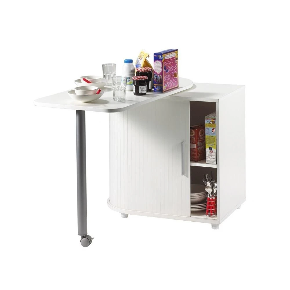 Simmob Table Pivotante Rangement De Cuisine Blanc