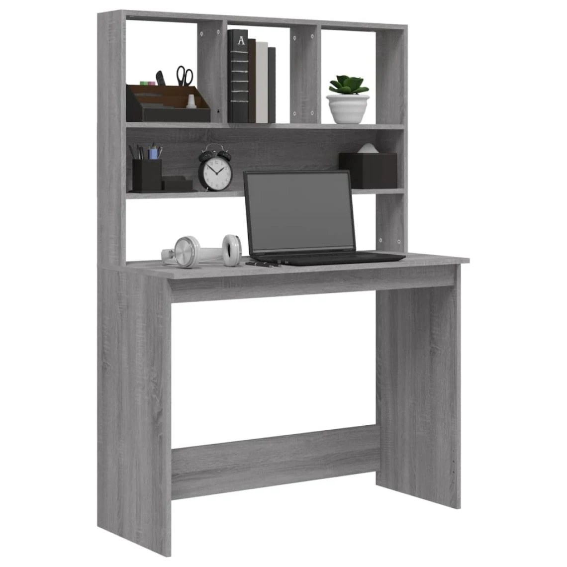 VidaXL Bureau Avec étagères Sonoma Gris 102x45x148cm Bois D'ingénie... – Image 3