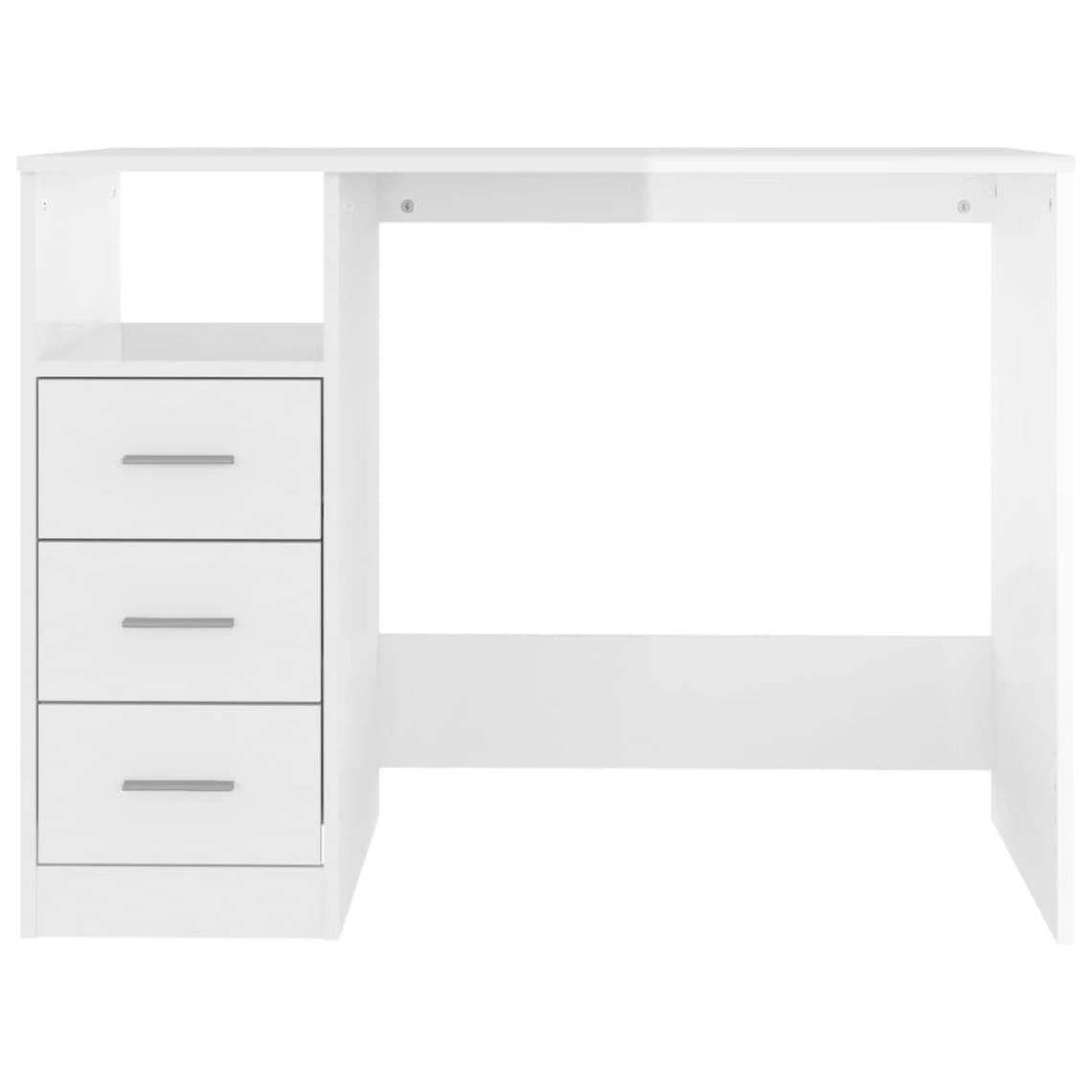 VidaXL Bureau Et Tiroirs Blanc Brillant 102x50x76 Cm Bois D'ingénieri... – Image 5