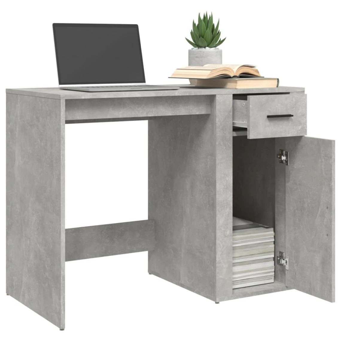 VidaXL Bureau Gris Béton 100x49x75 Cm Bois D'ingénierie – Image 4