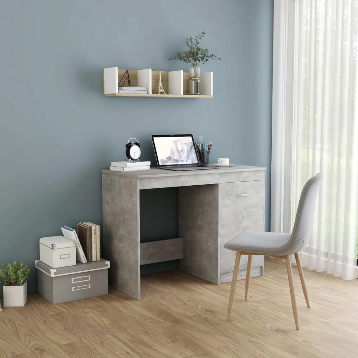 VidaXL Bureau Gris Béton 100x50x76 Cm Aggloméré