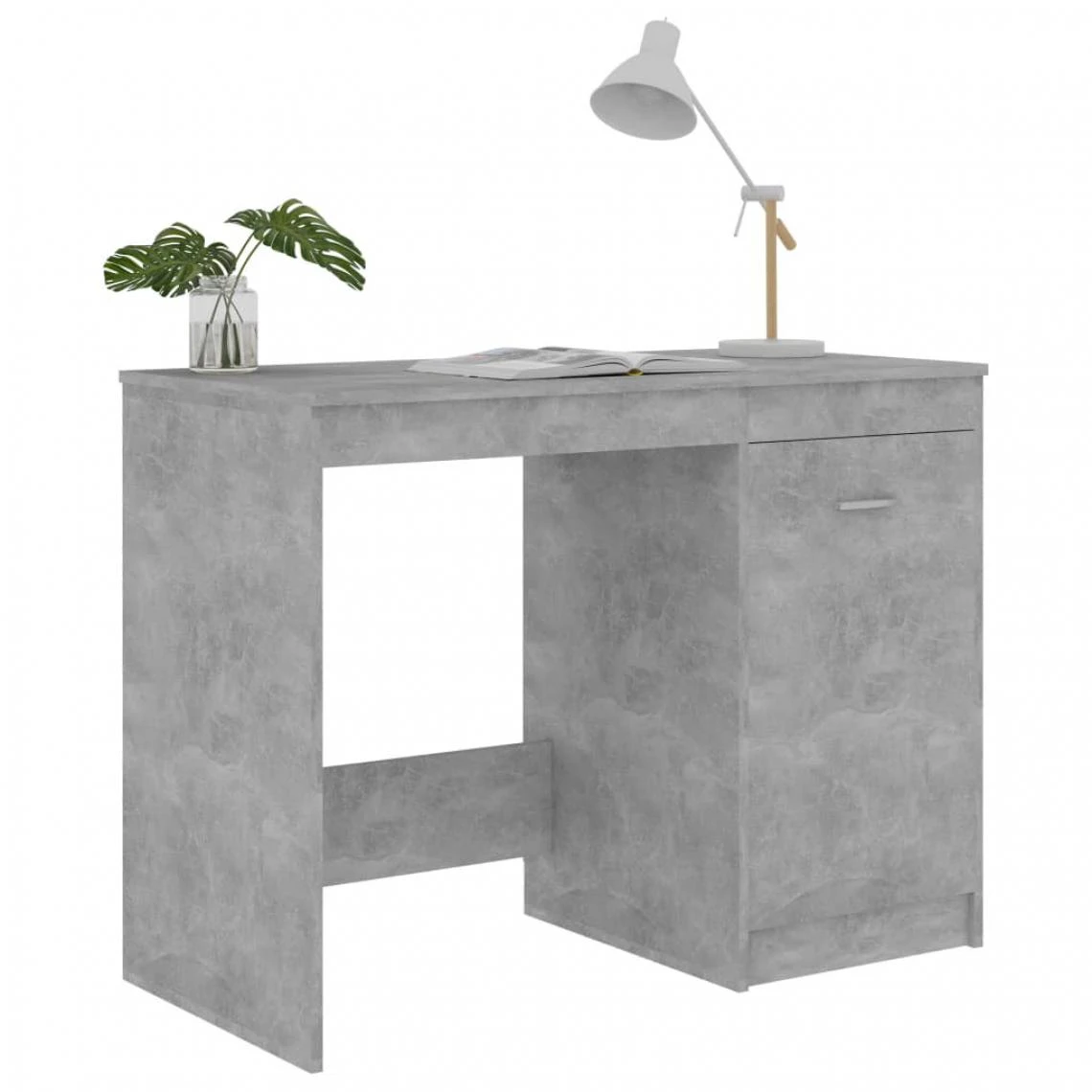 VidaXL Bureau Gris Béton 100x50x76 Cm Aggloméré – Image 4