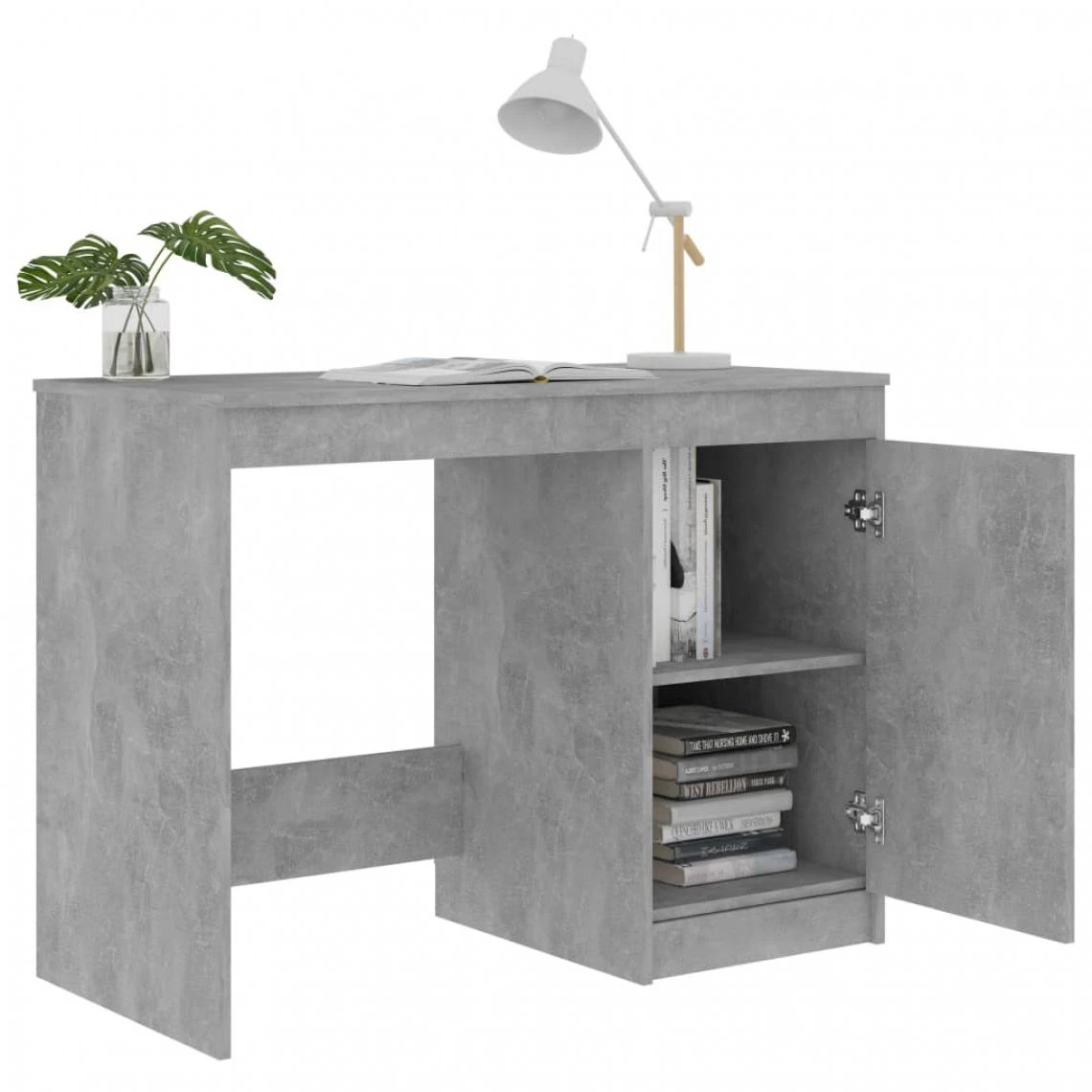 VidaXL Bureau Gris Béton 100x50x76 Cm Aggloméré – Image 5