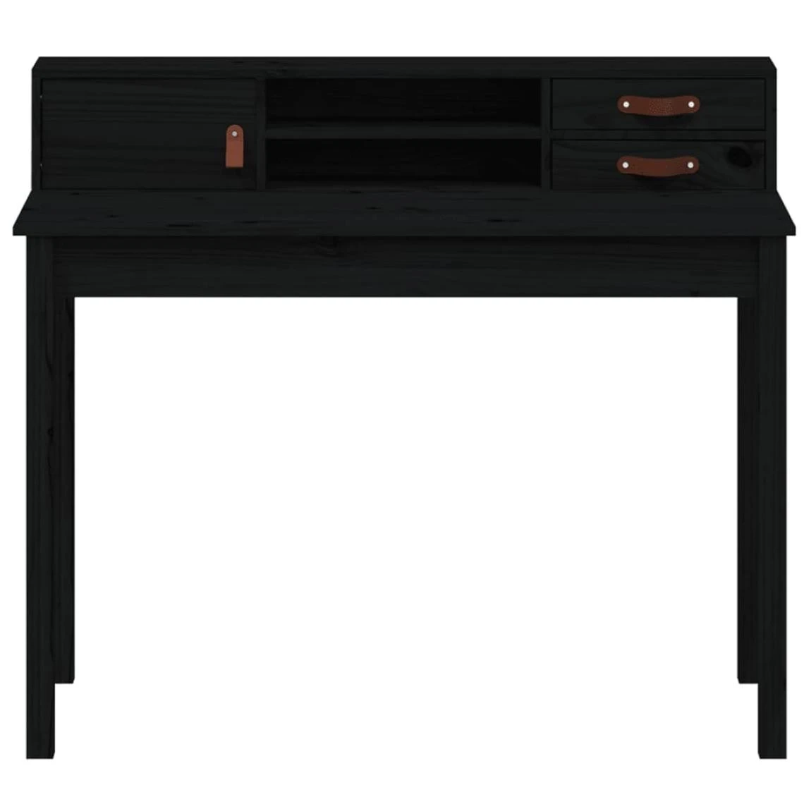 VidaXL Bureau Noir 110x50x93 Cm Bois Massif De Pin – Image 4