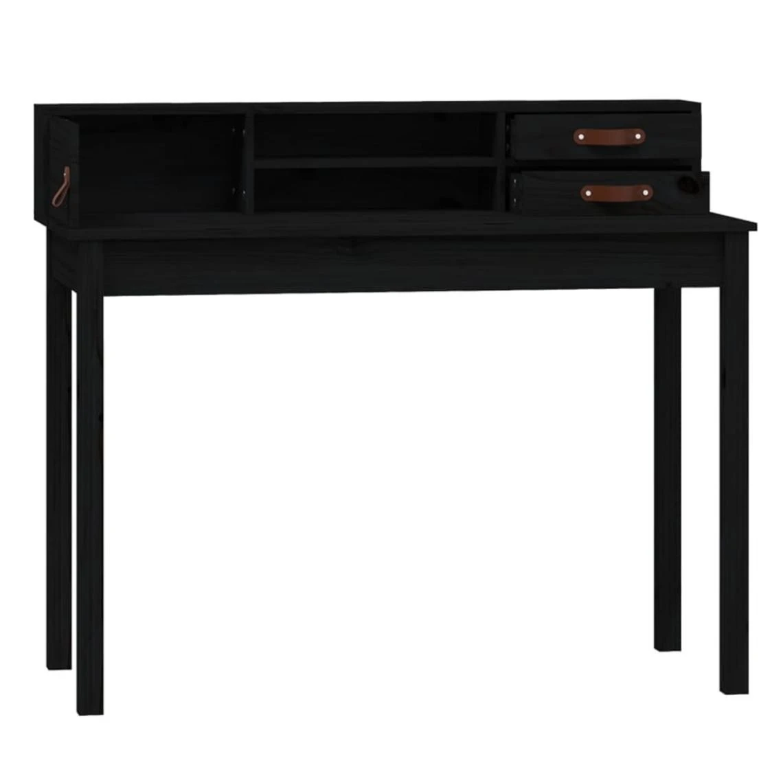 VidaXL Bureau Noir 110x50x93 Cm Bois Massif De Pin – Image 5